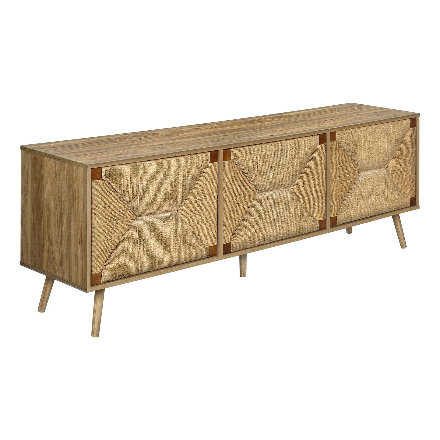 TV Stand, Storage Cabinet Console With Adjustable Shelf And Cable Management - Walnut