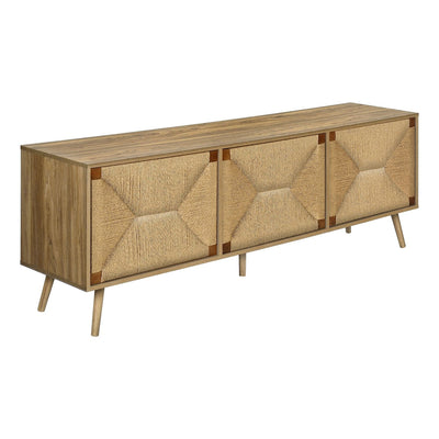 TV Stand, Storage Cabinet Console With Adjustable Shelf And Cable Management - Walnut
