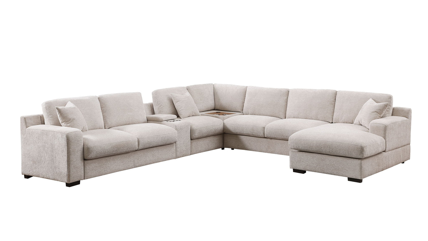 Celine - Fabric Corner Sectional Sofa With Right-Facing Chaise, Cupholders, And Charging Ports