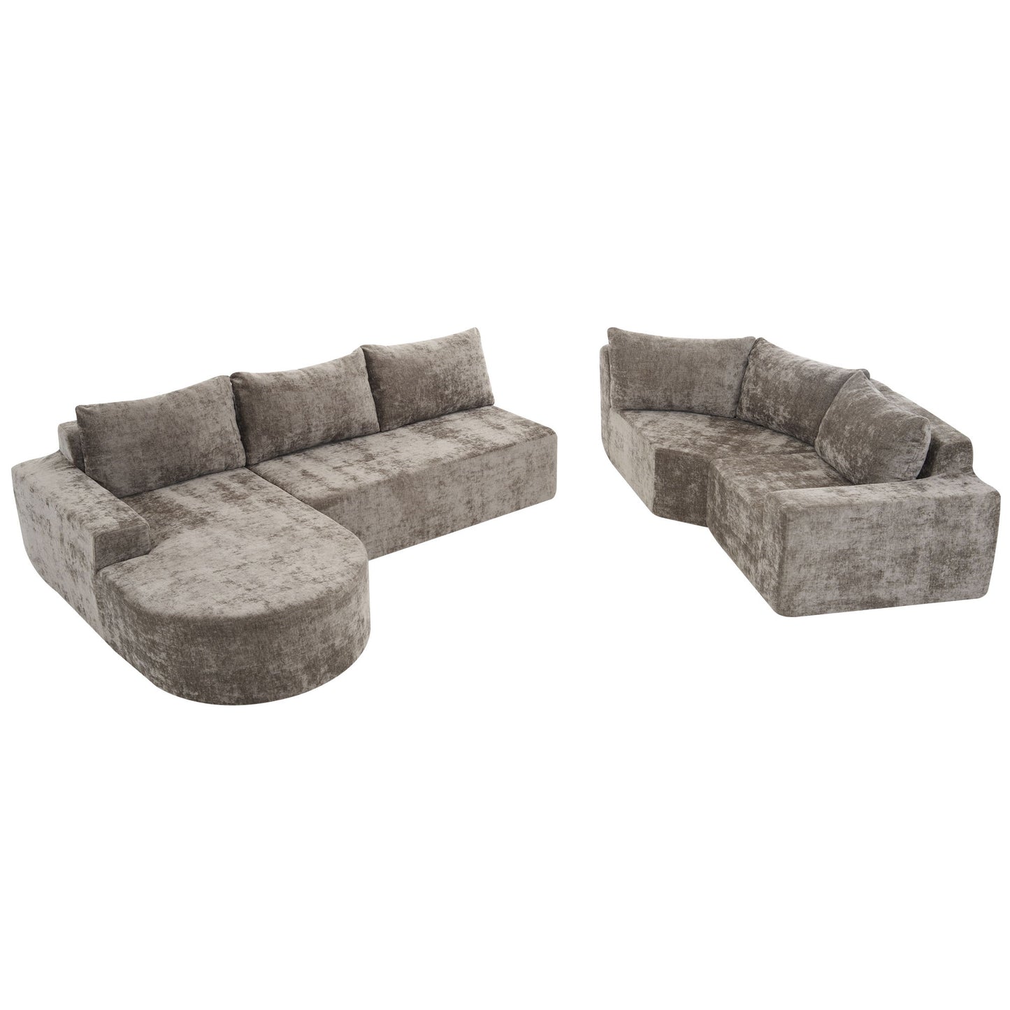 Modular Cloud Sectional Sofa Set, U-Shaped Upholstered Couch With Deep Seat