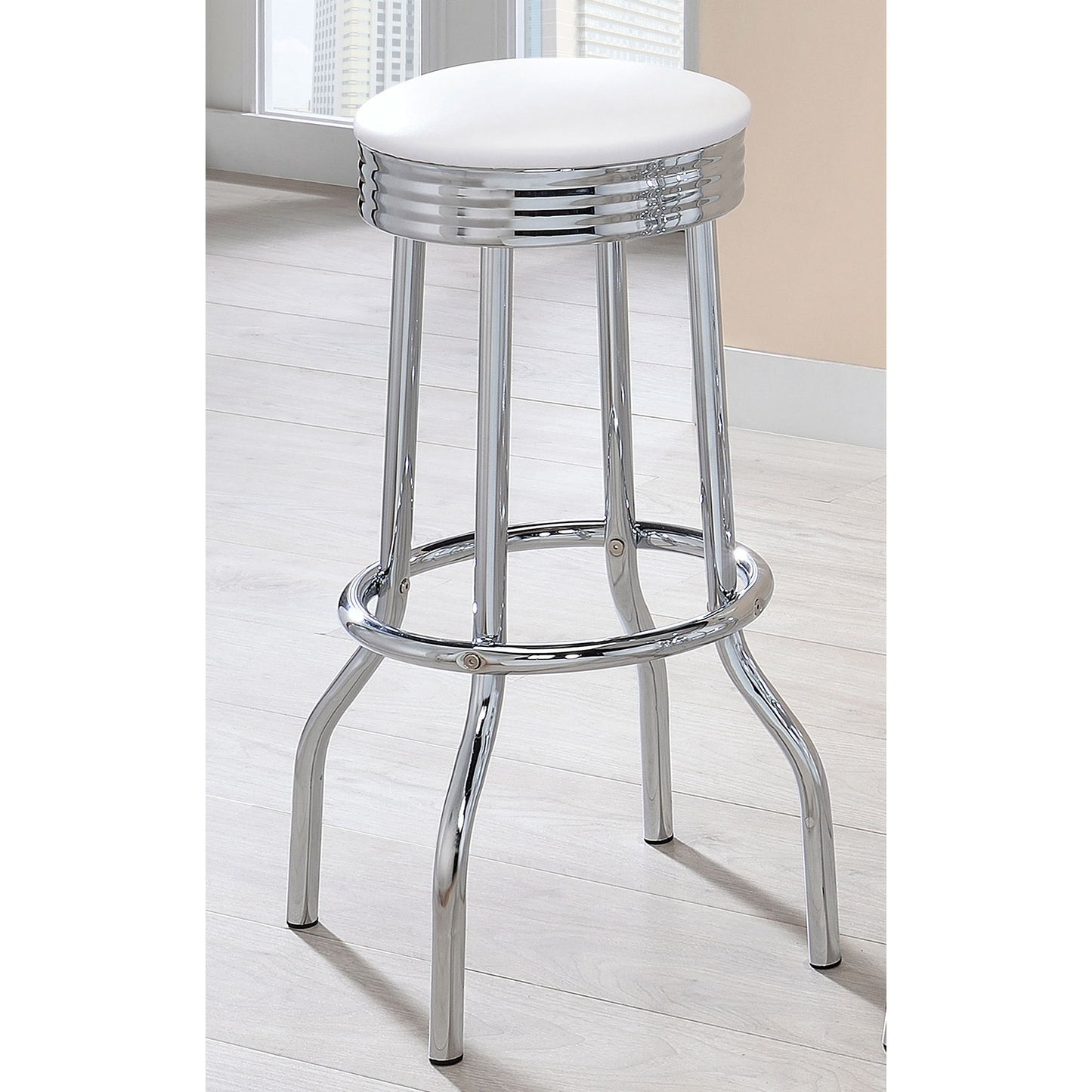Midge - Upholstered Swivel Bar Stool (Set of 2) - White