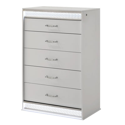 Glam - 5 Drawer Chest With LED Lighting - White