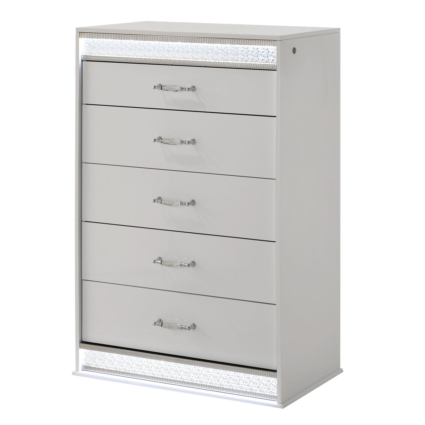 Glam - 5 Drawer Chest & LED Lighting - White