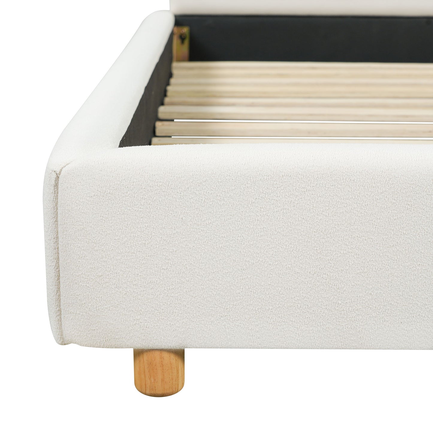 Upholstered Platform Bed Frame With Thick Headboard