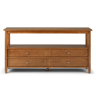 Warm Shaker - Wide Console Sofa Table - Light Golden Brown