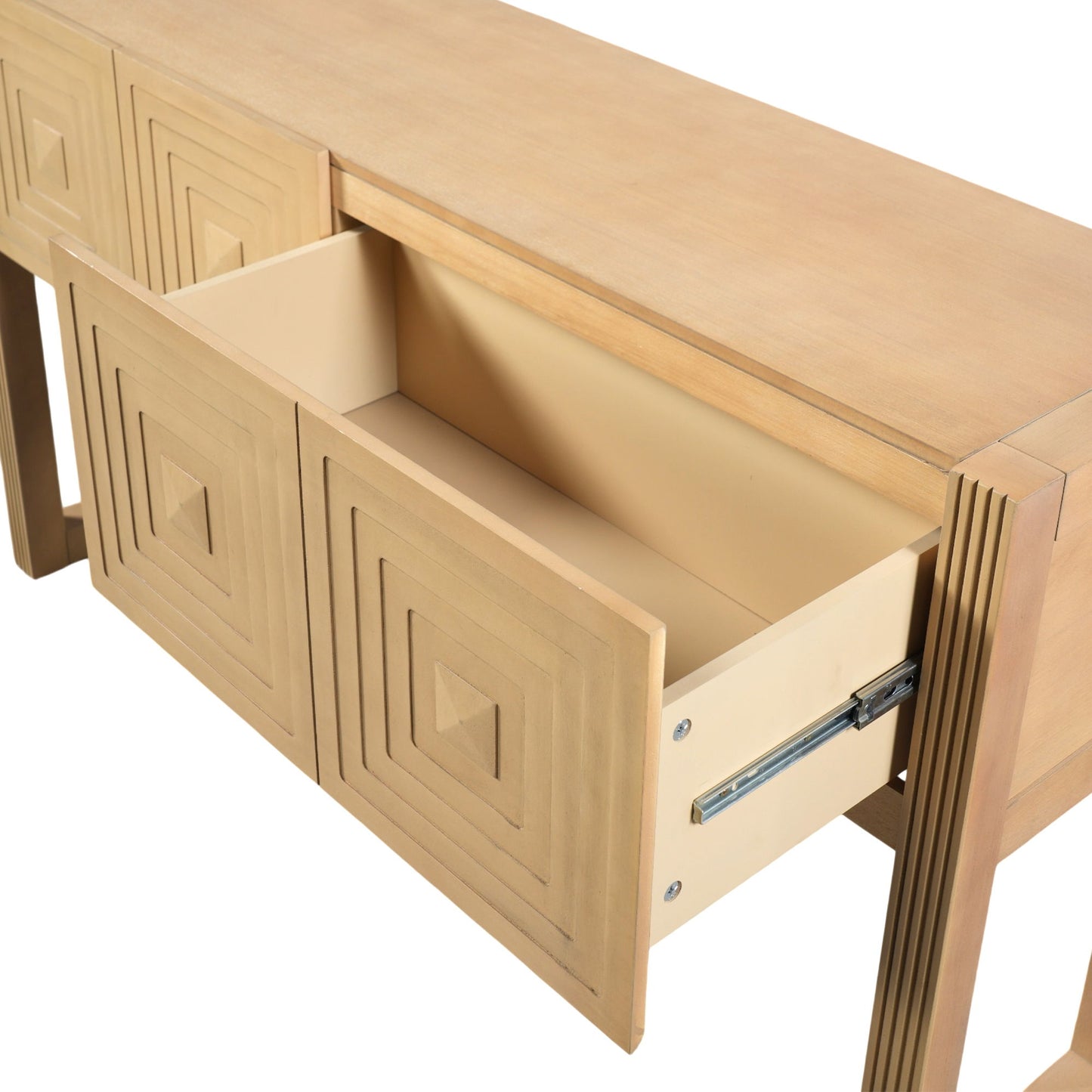 Geometric Carved Console Table With 3 Soft Close Drawers