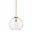 Gleam - Single Light Pendant Lamp With Clear Globe Satin - Antique Brass / Clear / Gold