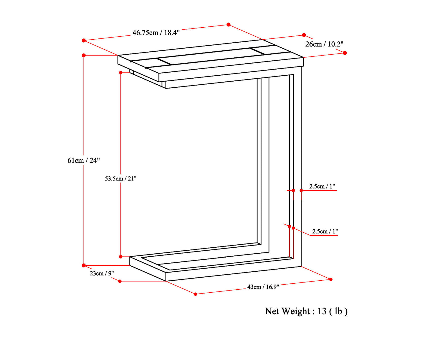 Skyler - C Side Handcrafted Table