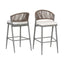 Outdoor Bar Height Metal Frame Counter Stools With Scallop Shaped Backrest & Water Resistant Cushions