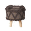 Roja - Handcrafted Wool & Cotton Foot Stool With Eucalyptus Wood Frame - Dark Brown