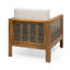 Outdoor Acacia Wood Club Chair With Wicker Accents