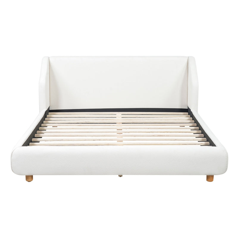 Modern Upholstered Bed Frame With Wingback Headboard