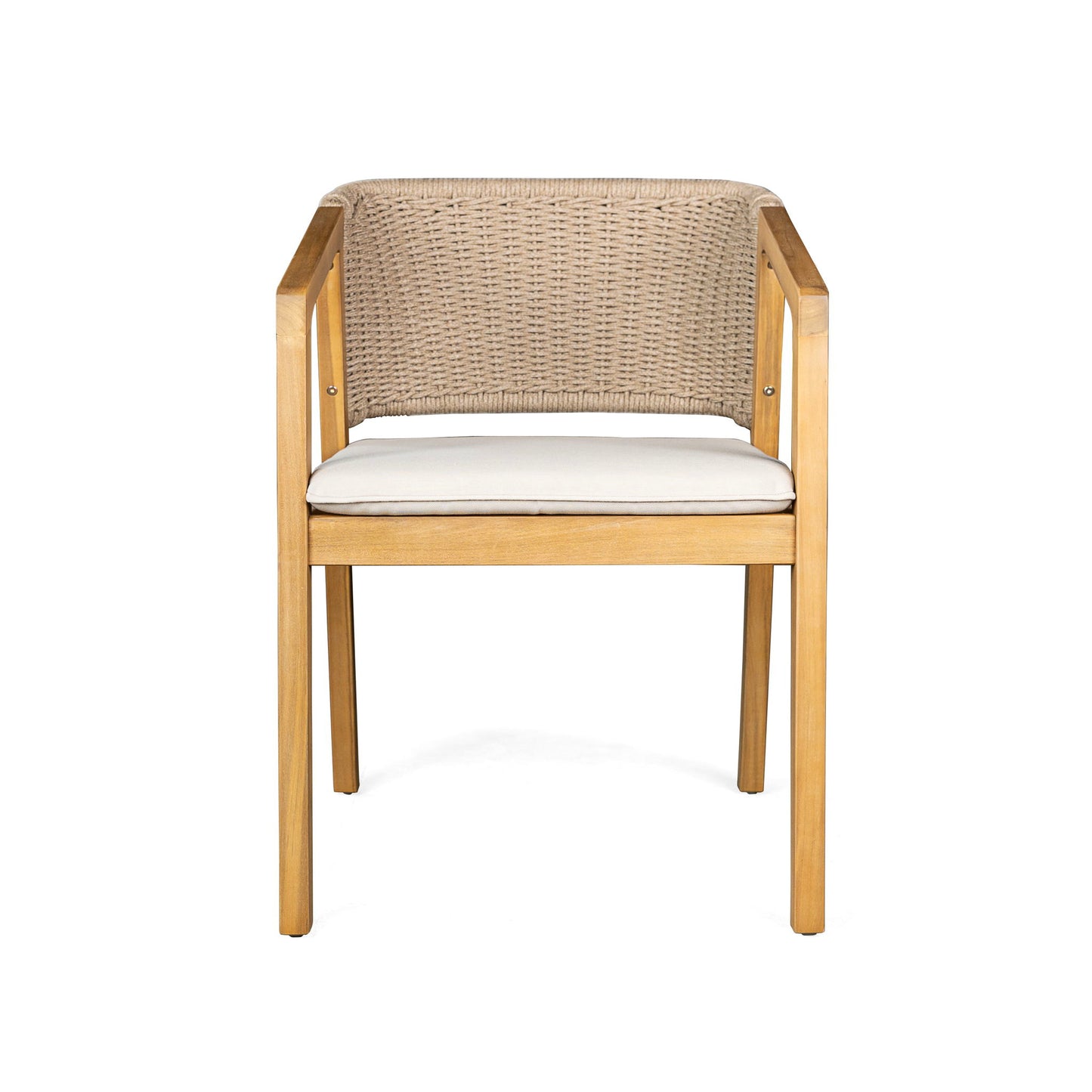 7 Piece Outdoor Dining Set With Rectangular Table And 6 Arm Chairs - Beige / Brown / Brown Mix / Light Teak