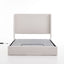 Caron - Queen Size Upholstered Wingback Bed With Adjustable Base Bundle Set - Ivory