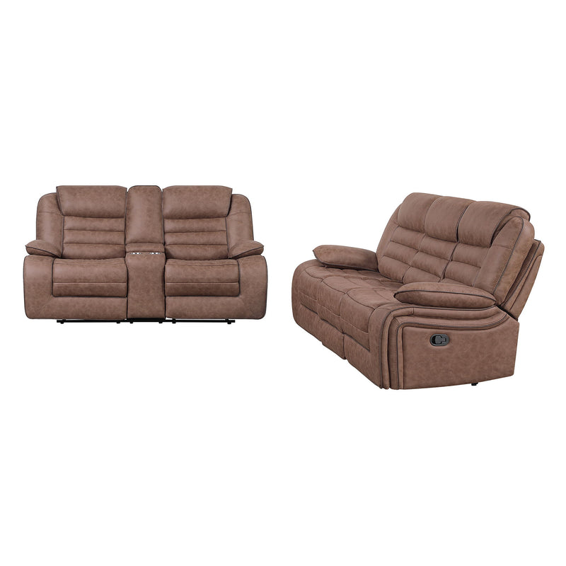 Lucius - Console Reclining Loveseat With Manual Recline - Brown