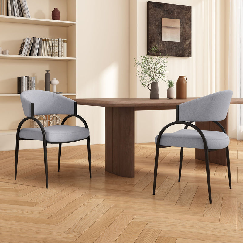 Modern Upholstered Dining Chairs With Metal Legs - Gray