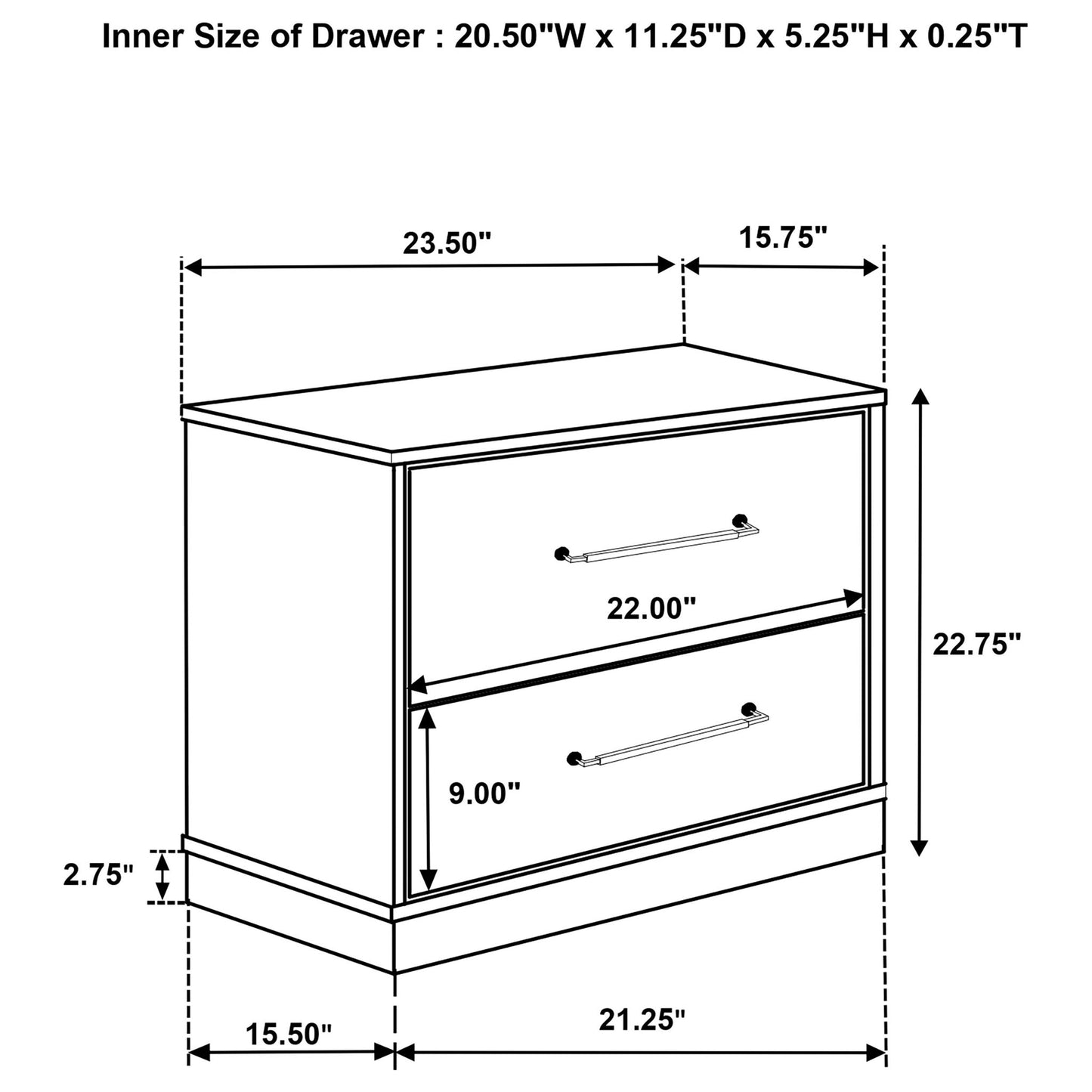 Edmondson - 2 Drawer Nightstand - Gray