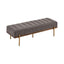 Thorian - Luxury Upholstered Ottoman Bench With Channel Tufting And Metal Base - Gold / Gray
