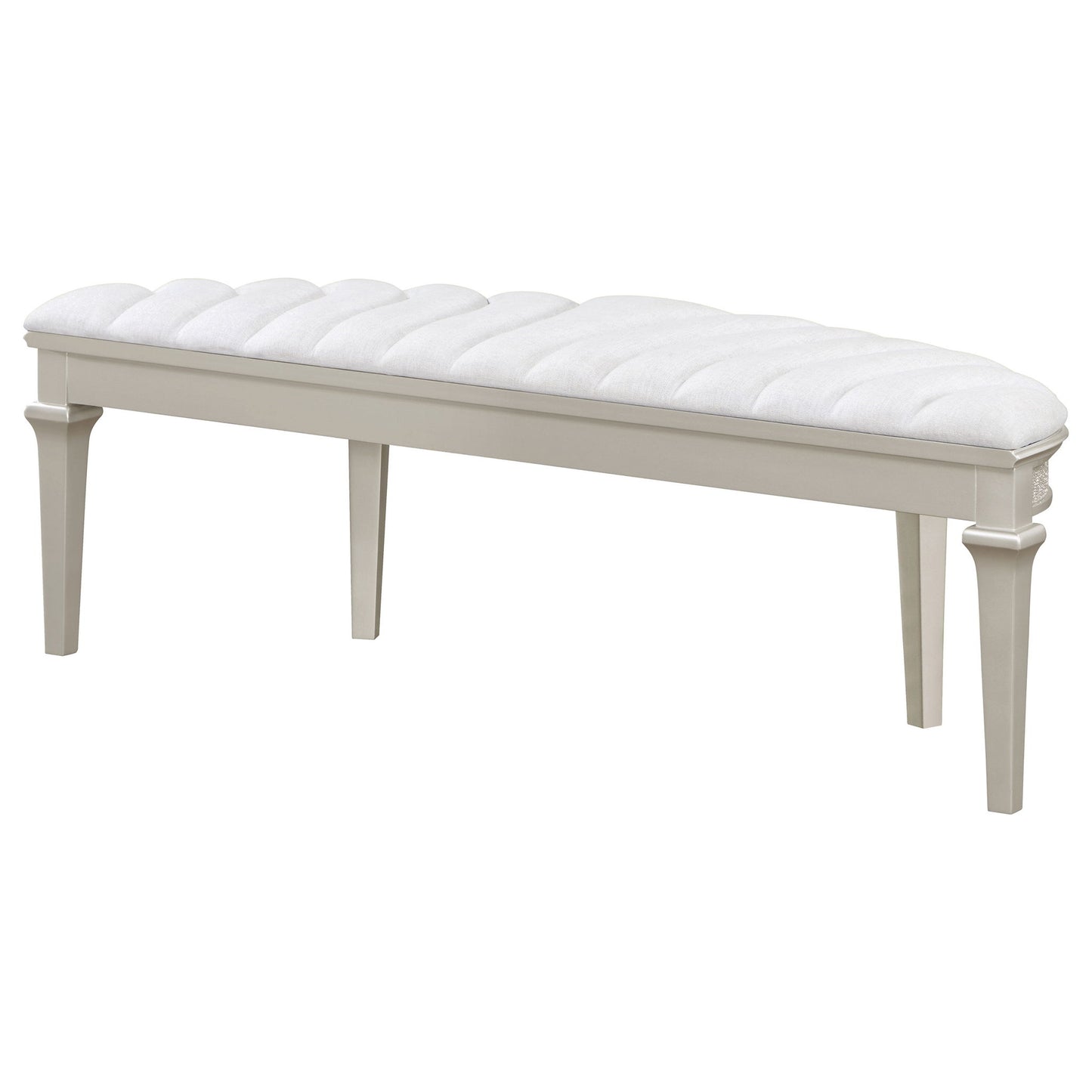 Colwood - Upholstered Curved With Channel Tufting And Slender Tapered Legs - Silver Gray
