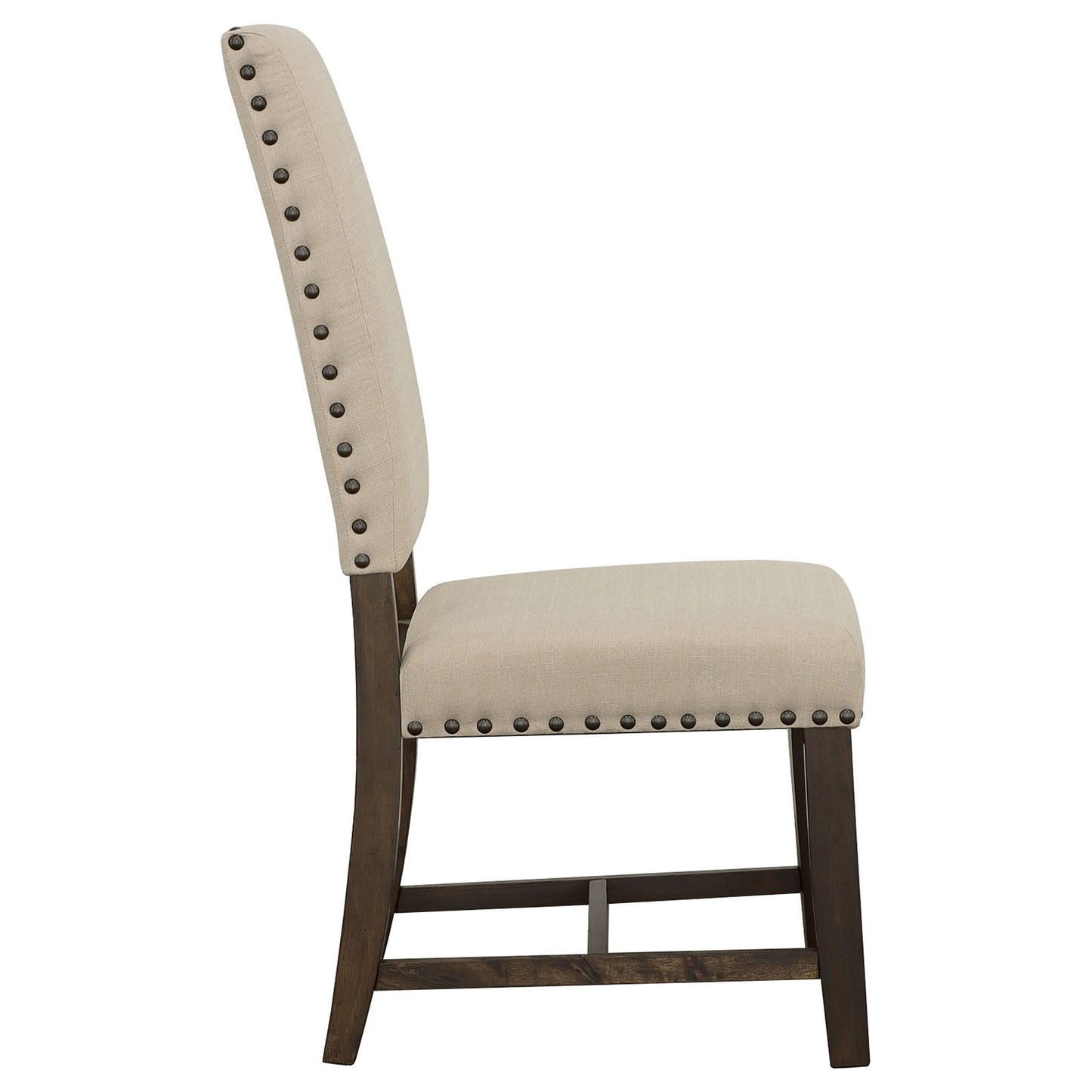 Upholstered Side Chair With Nailhead Accents (Set of 2) - Beige