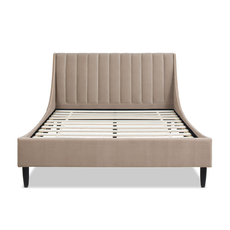 Aspen - Queen Vertical Tufted Modern Headboard Platform Bed Set - Mink