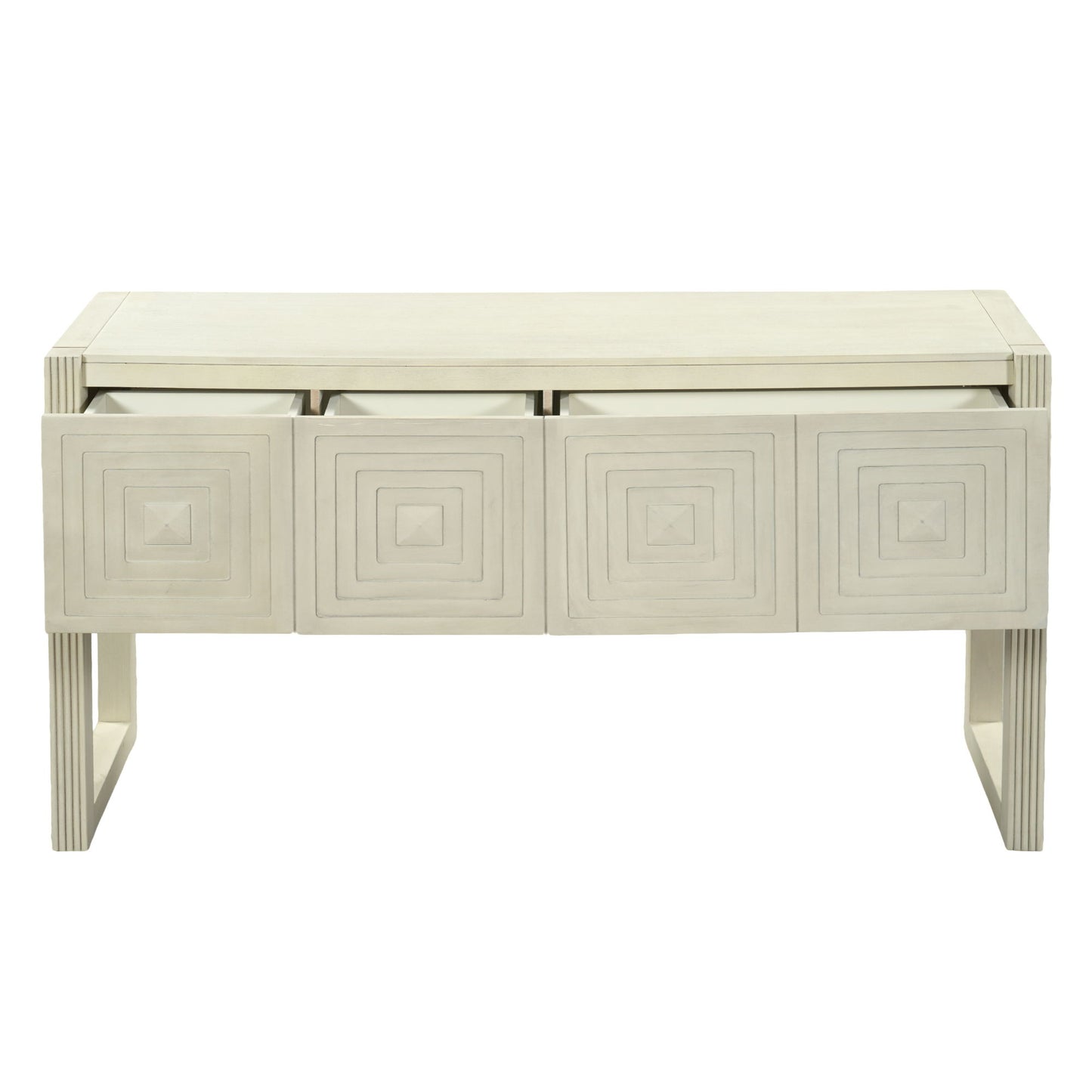 Geometric Carved Console Table With 3 Soft Close Drawers