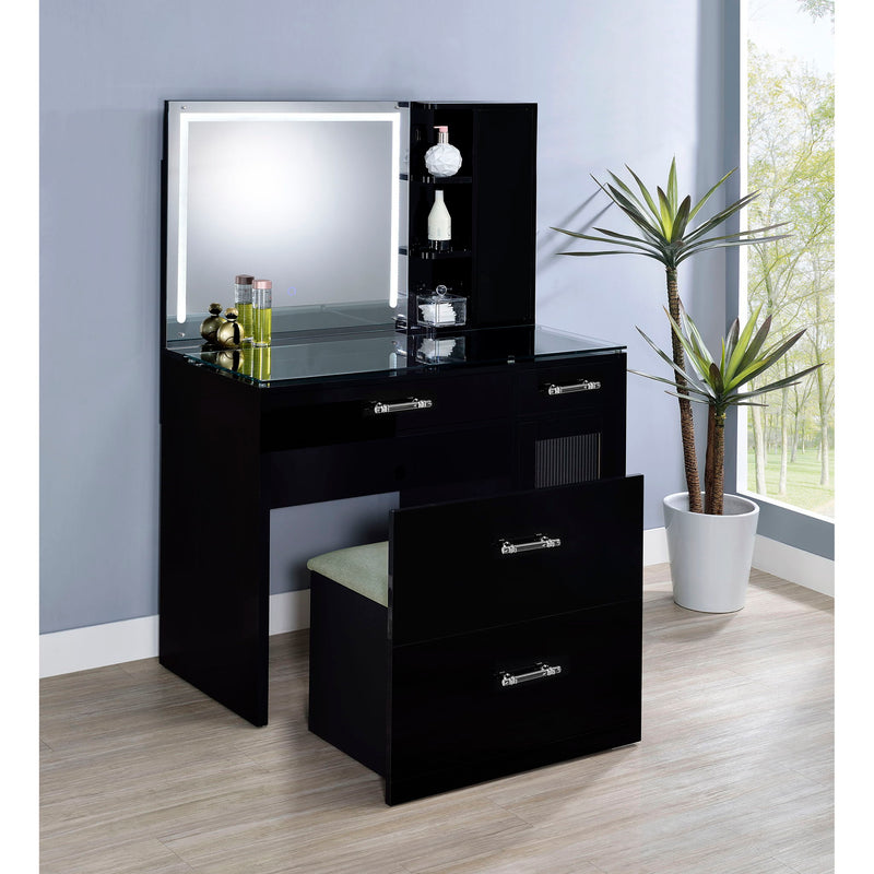 Kerr - 2 Drawer Makeup Vanity Table With Mirror And Stool