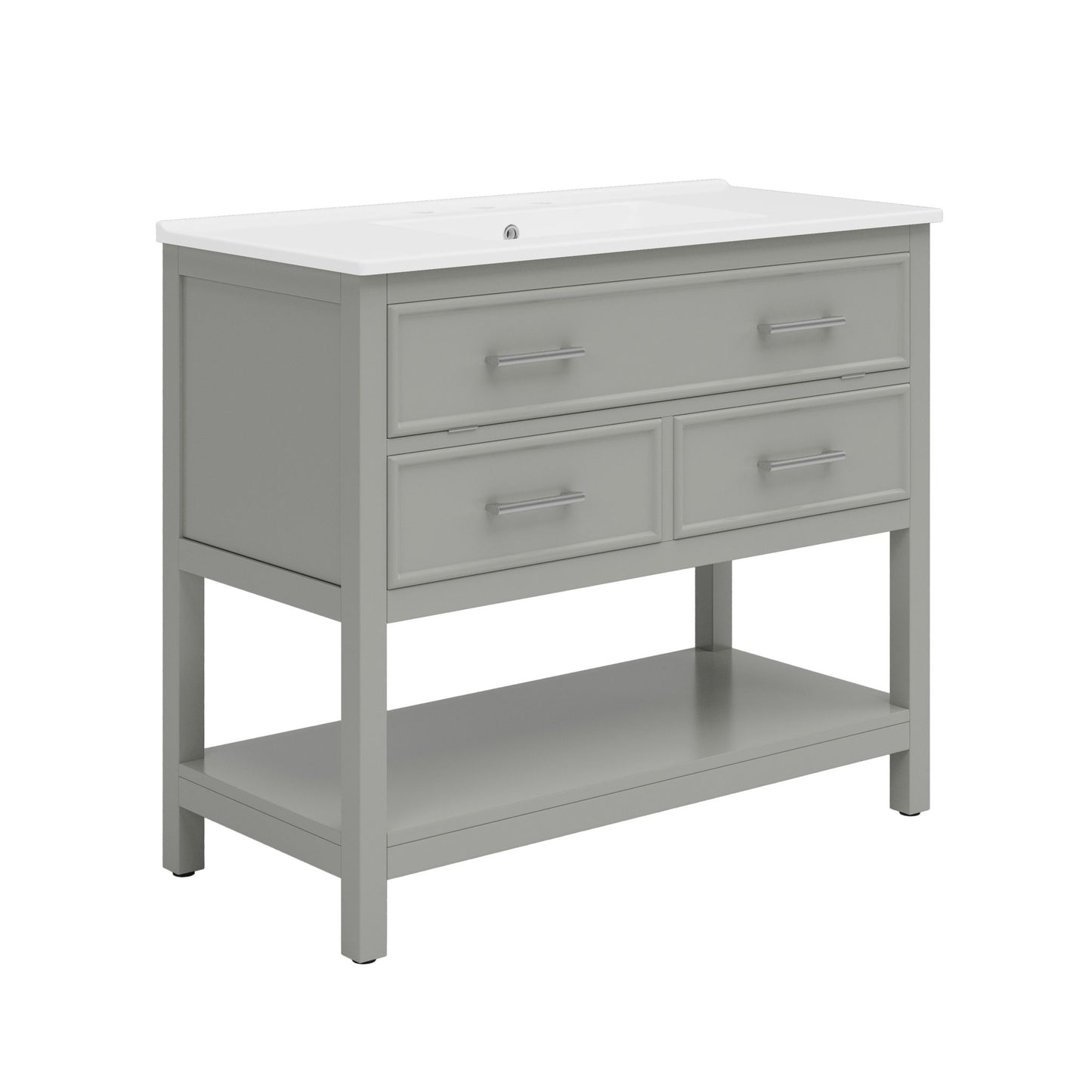 Bathroom Vanity With Ceramic Sink, Tip Out Tray & 2 Full Extension Drawers