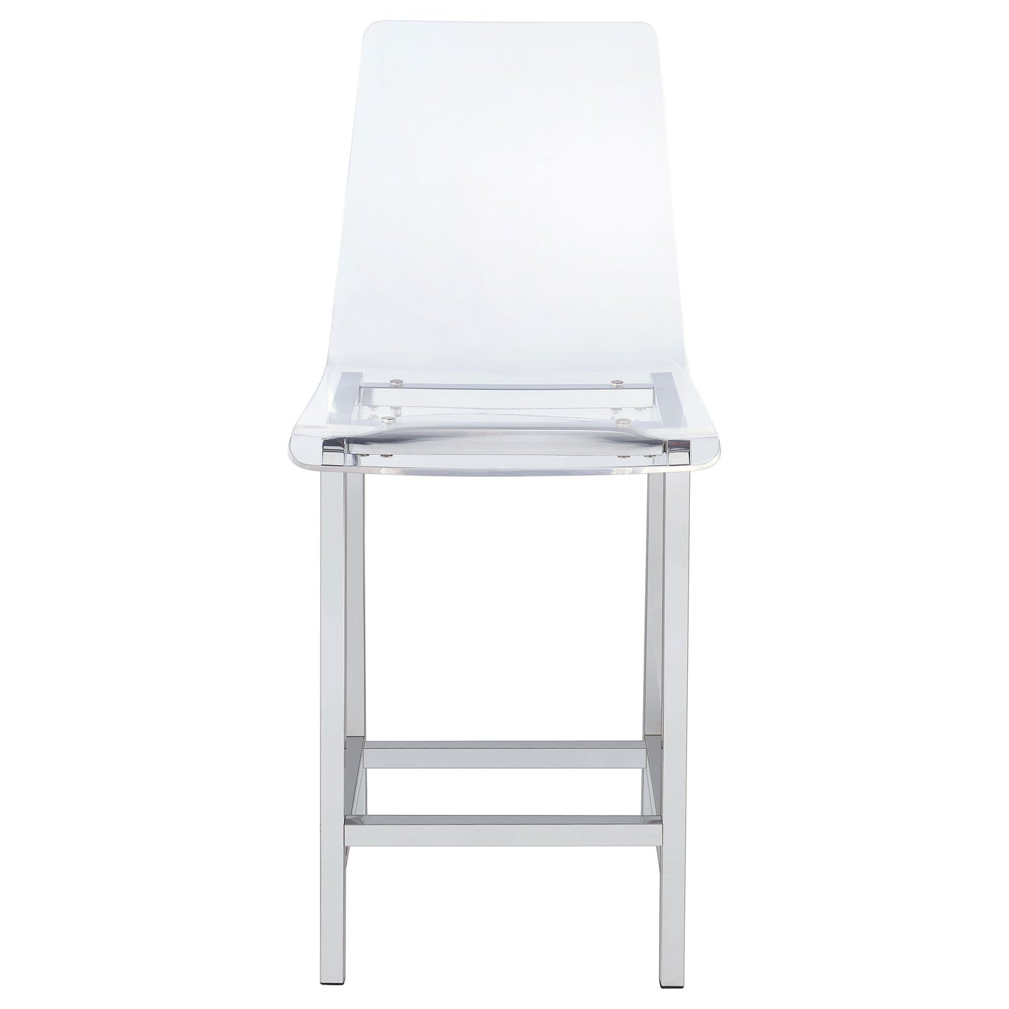 Counter Height Stools With Curved Back Design (Set of 2) - Clear