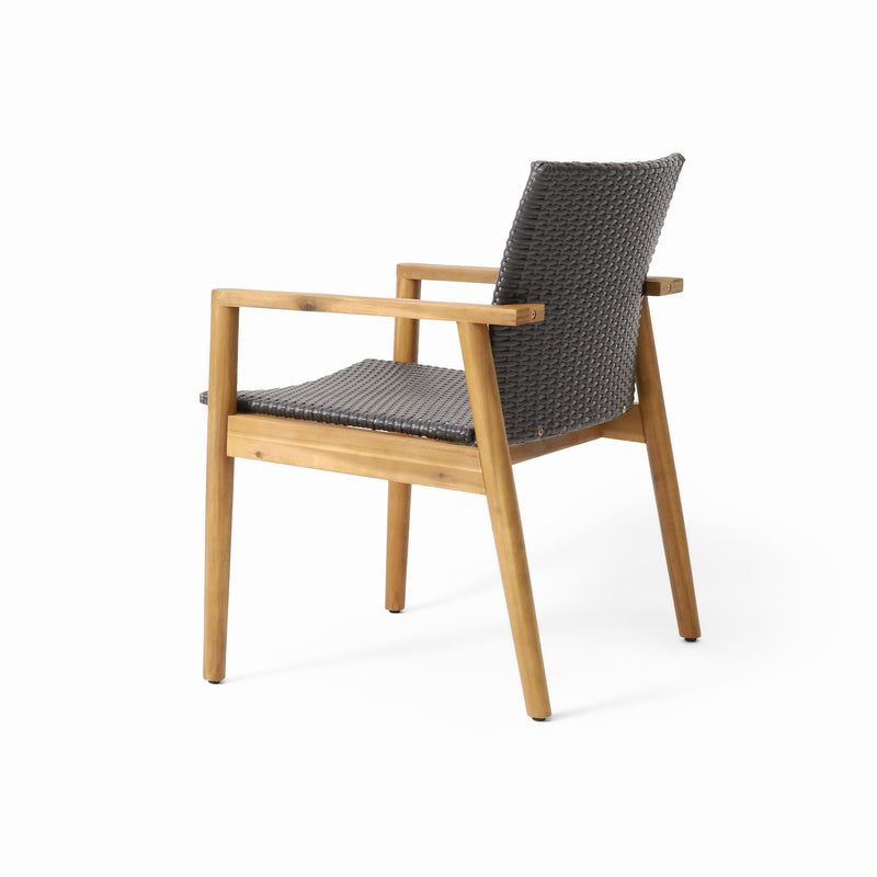 Tranquilize - Outdoor Wooden Club Chair With Woven Wicker Seat And Back (Set of 2) - Natural