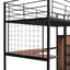 Loft Bed With Desk And Grid, Stylish Frame With Lateral Storage Ladder And Wardrobe