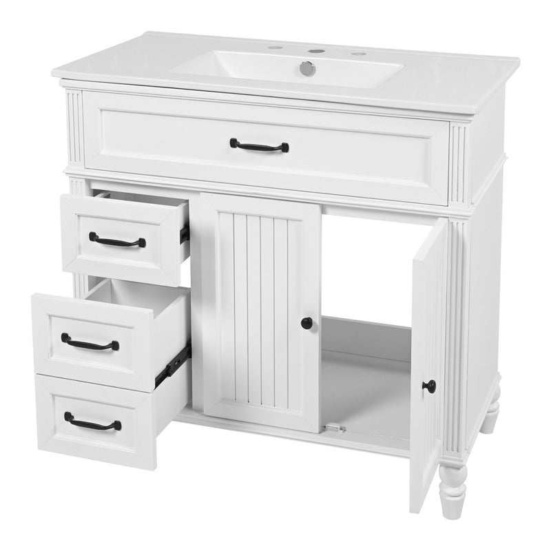 Bathroom Vanity With Sink, Freestanding Cabinet & Drawers