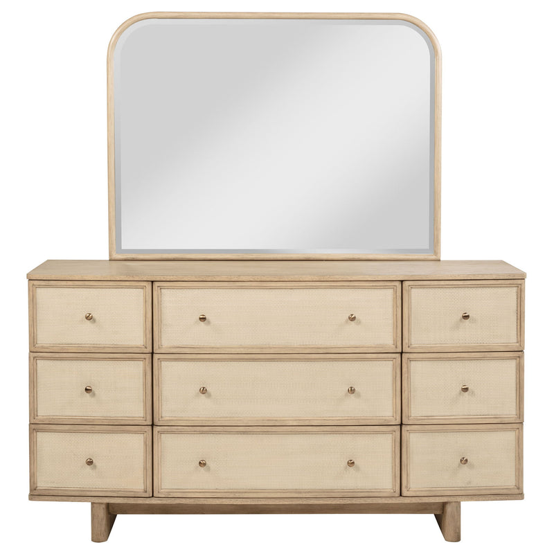 Kimpton - 9 Drawer Dresser With Mirror - Beige