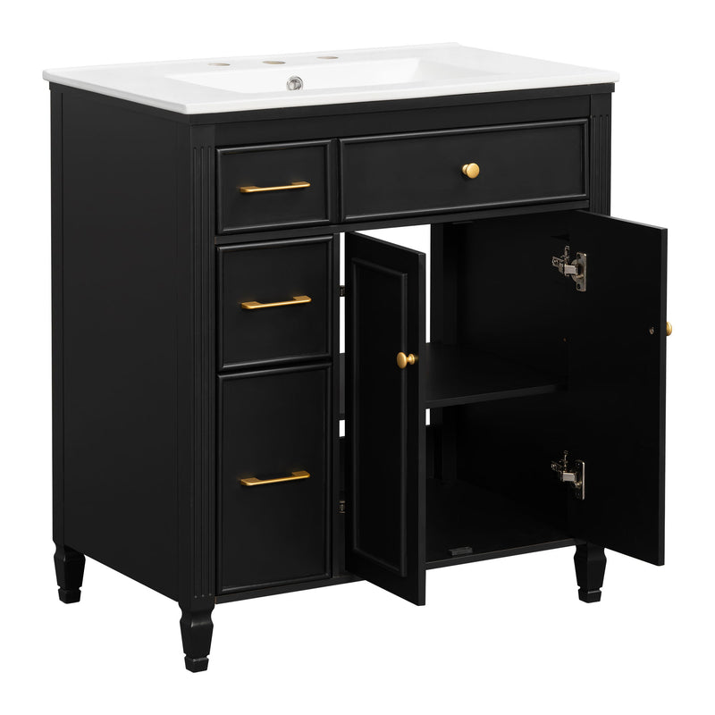 Freestanding Bathroom Vanity With Sink, Soft Close Door, Tip Out Drawer