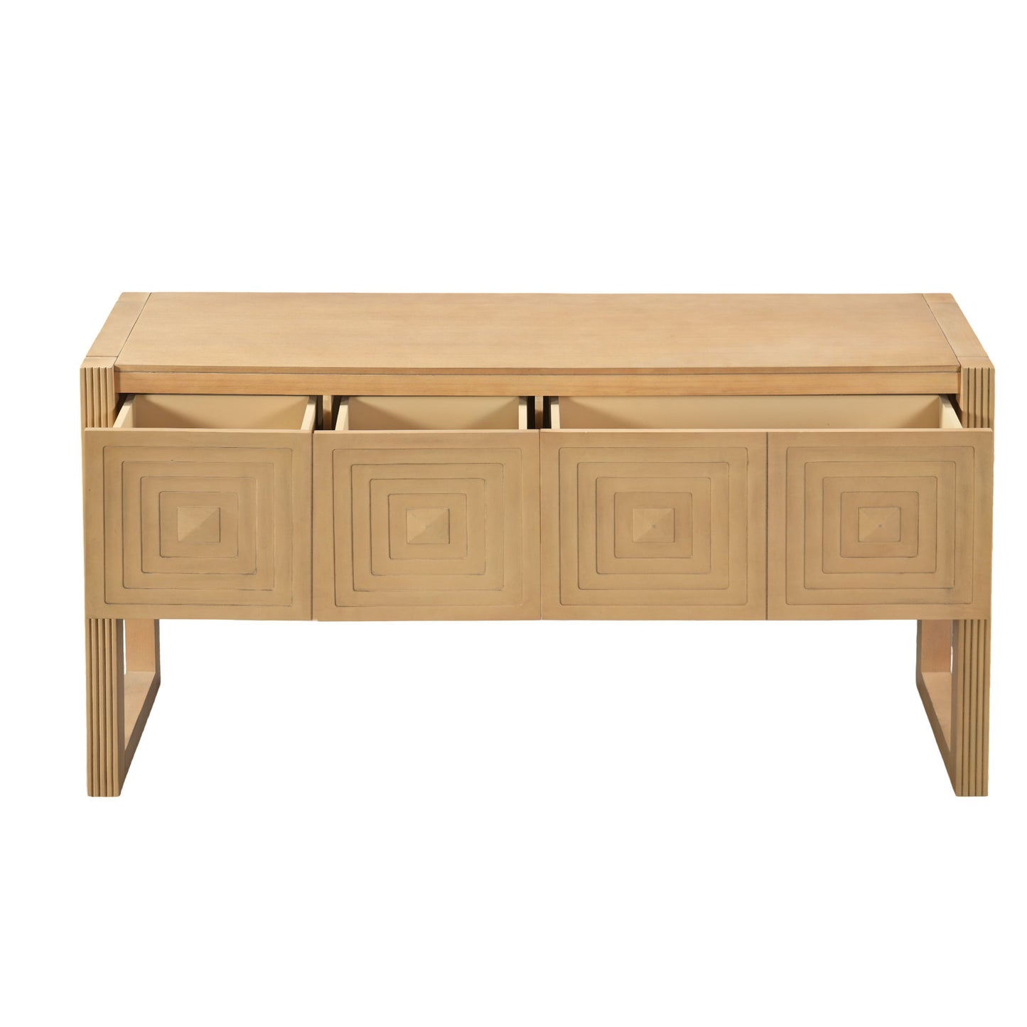 Geometric Carved Console Table With 3 Soft Close Drawers