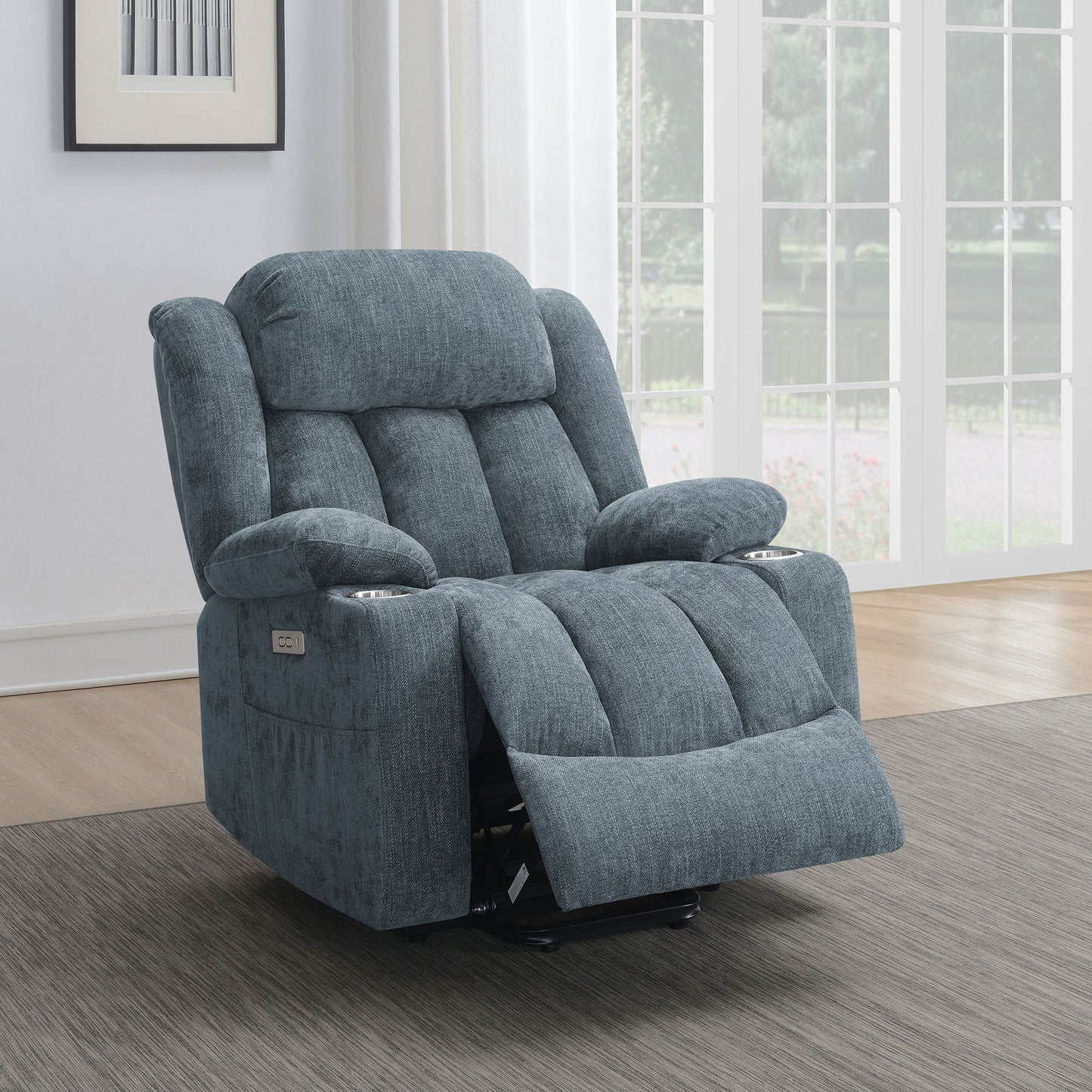 Beca - Upholstered Power Lift Recliner With Cupholders And USB Charging