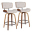 Lombardi - Mid-Century Modern Fixed Height Counter Stool With Swivel With Round Footrest (Set of 2)
