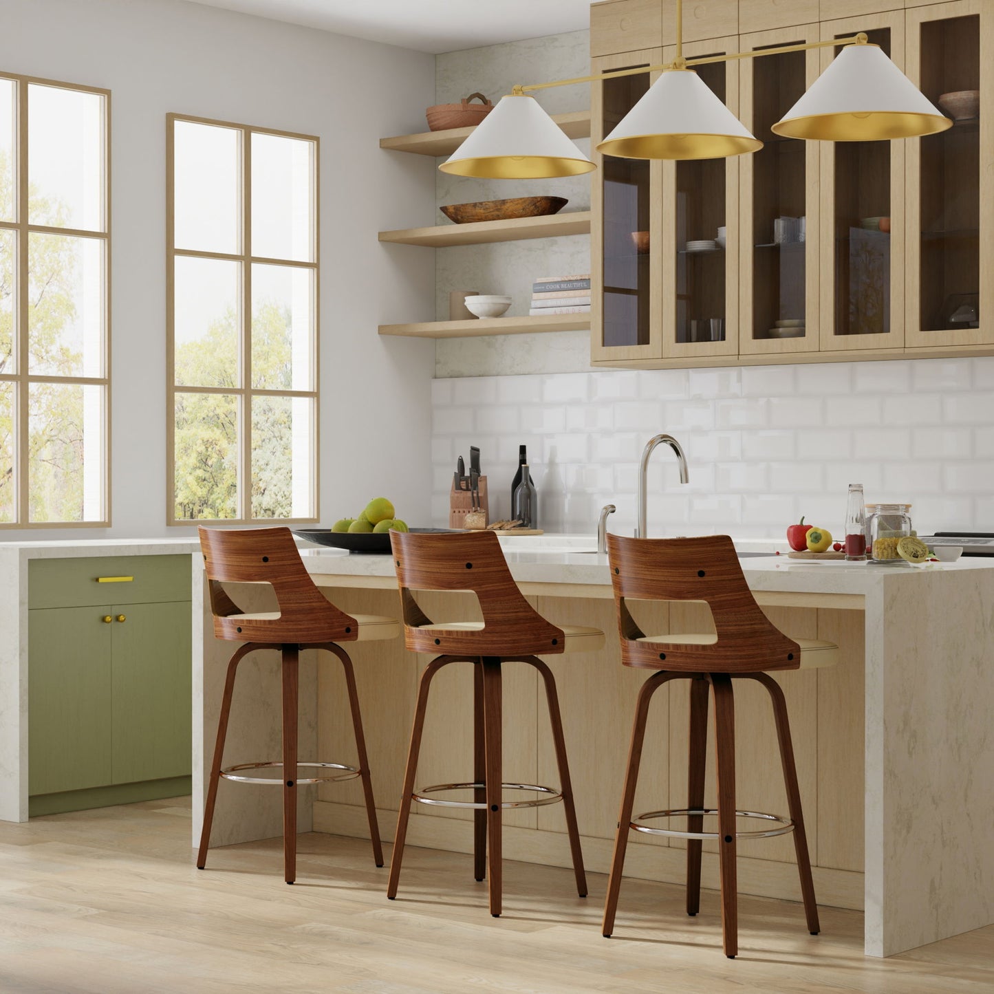 Dallyn - Swivel Bar Stool (Set of 2) - Cream