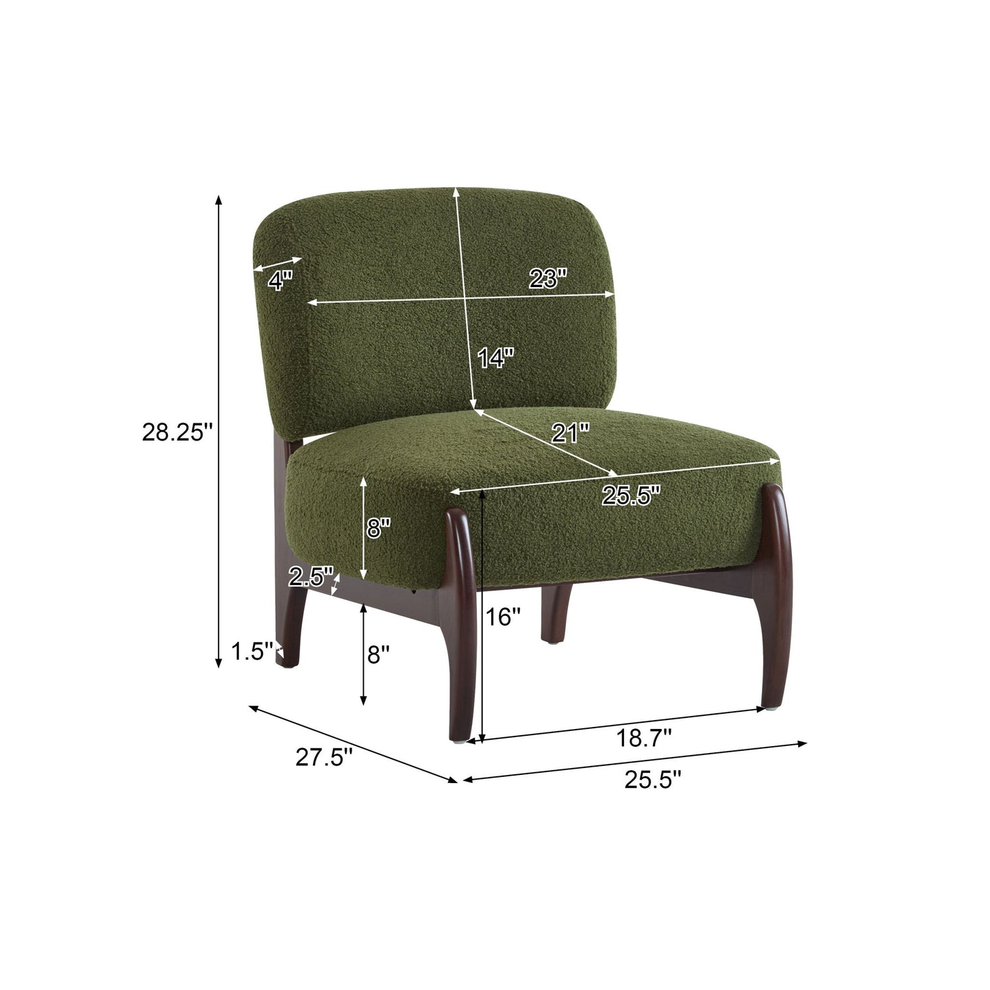 Modern Boucle Lounge Chair With Solid Wood Fram