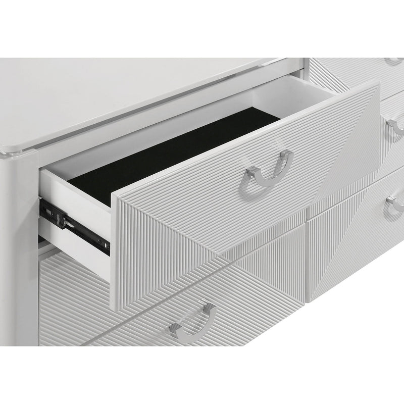 Buckley - 6 Drawer Dresser With Mirror - Gloss White
