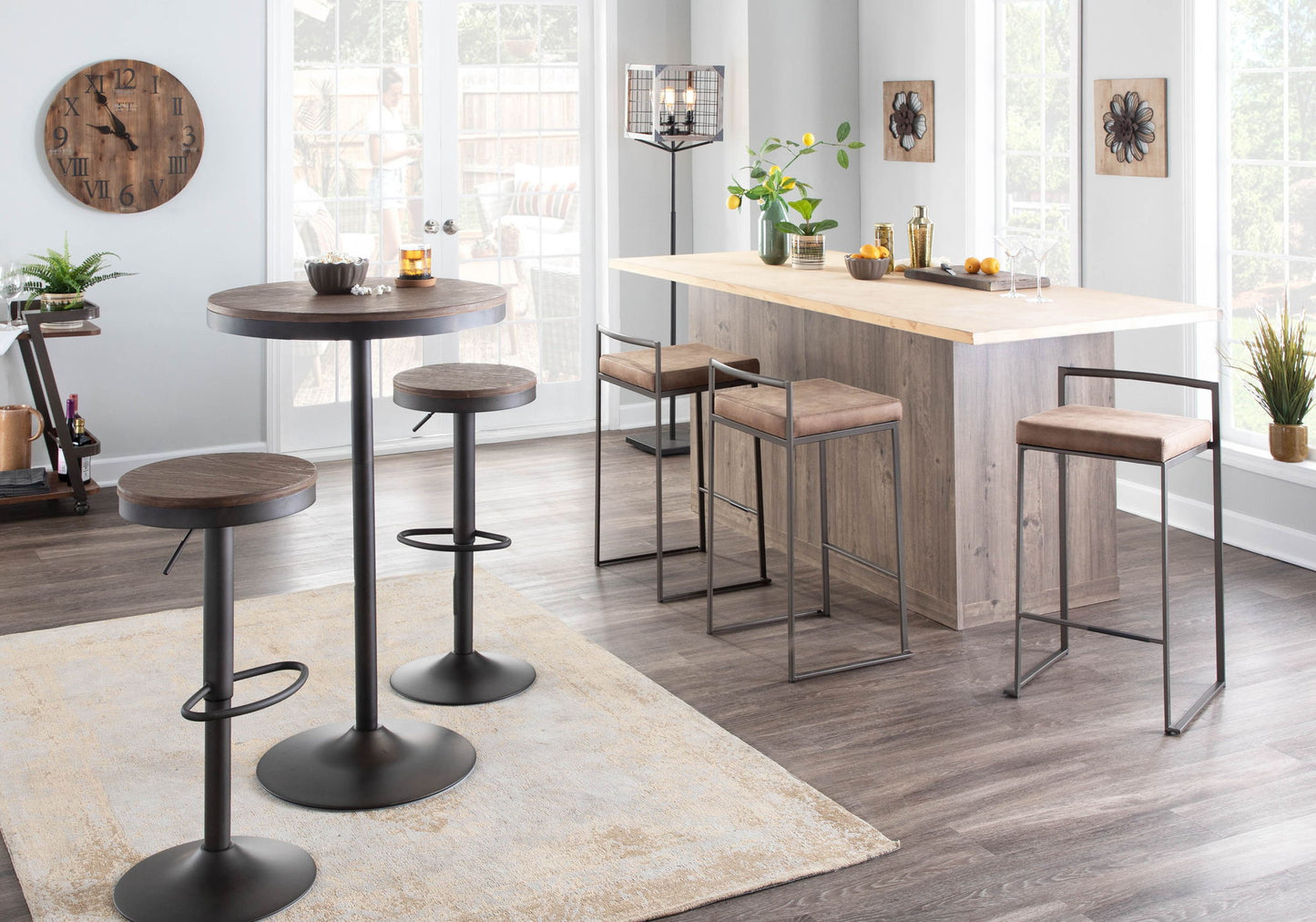 Dakota - Industrial Design Adjustable Barstool (Set of 2)