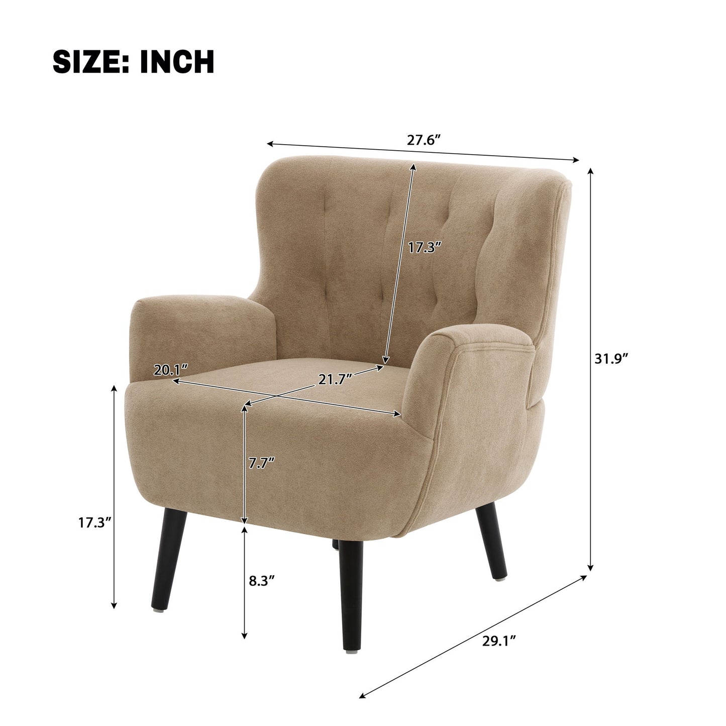 Armchair With Round Arm - Brown
