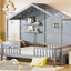 House Bed With Shelves, Window And Sparkling Light Strip On The Roof