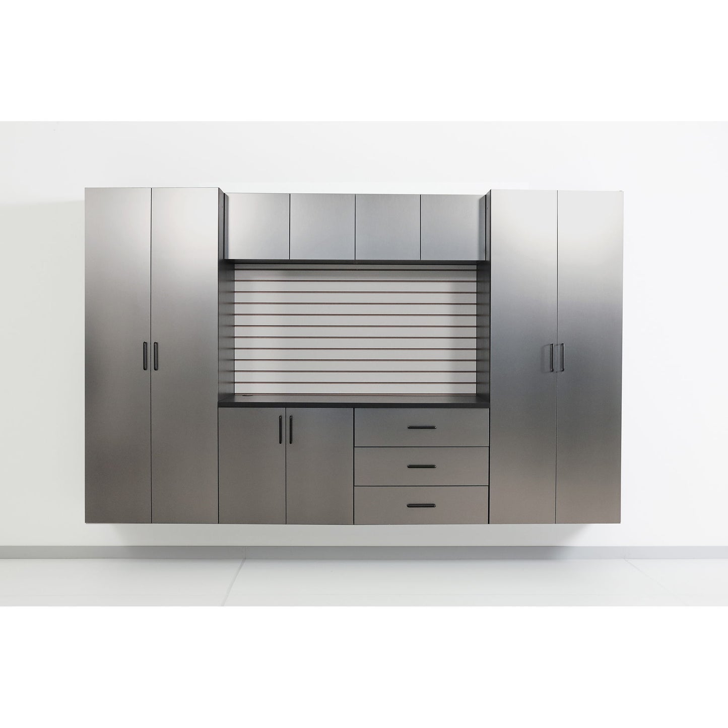 Astro Series - Wall Storage Cabinet With Soft Closing Drawers - Metallic Gray