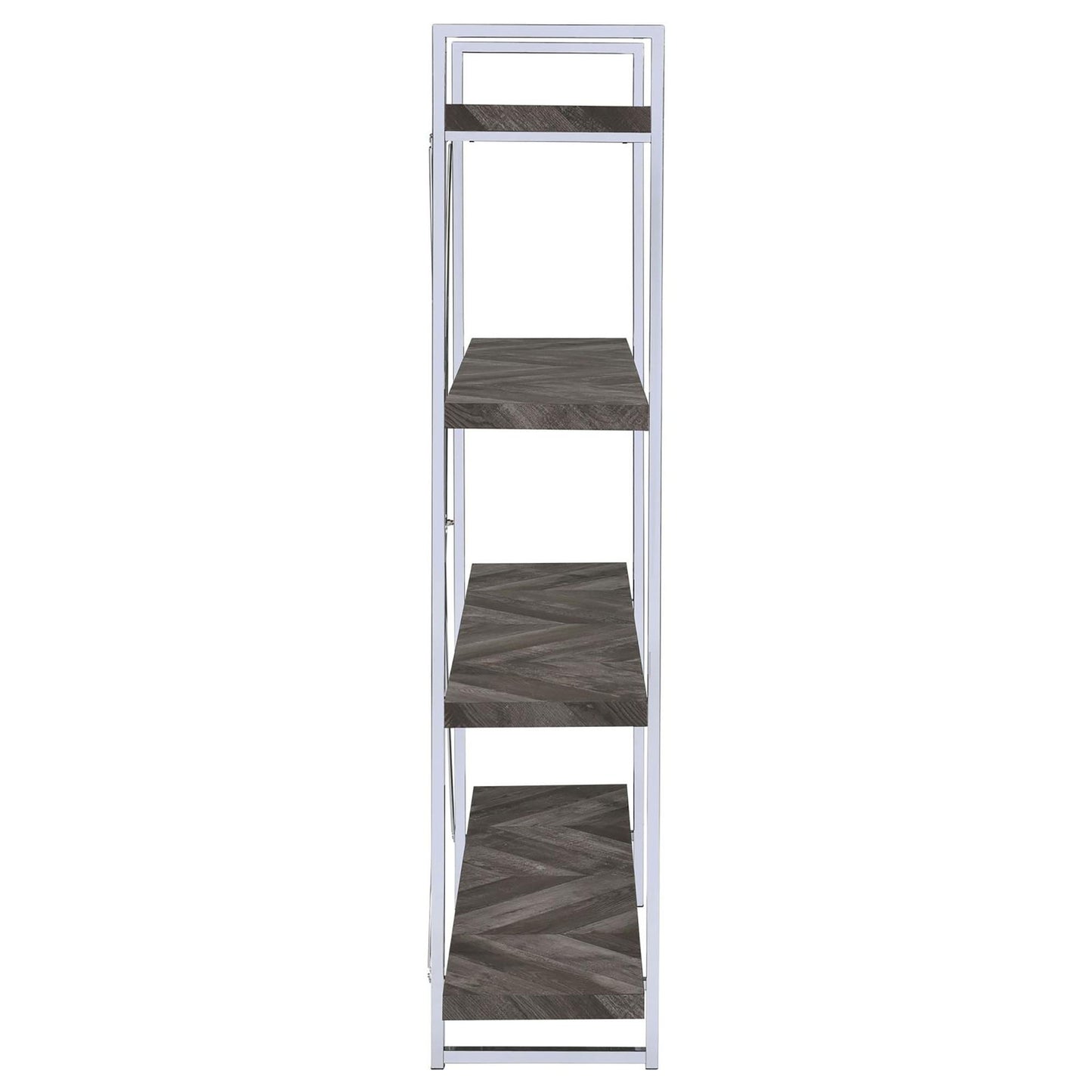Herringbone - Bookcase With Full Length Shelf - Gray