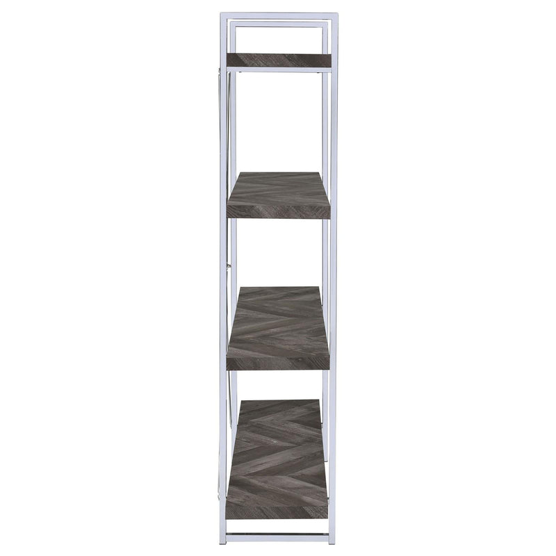 Herringbone - Bookcase With Full Length Shelf - Gray