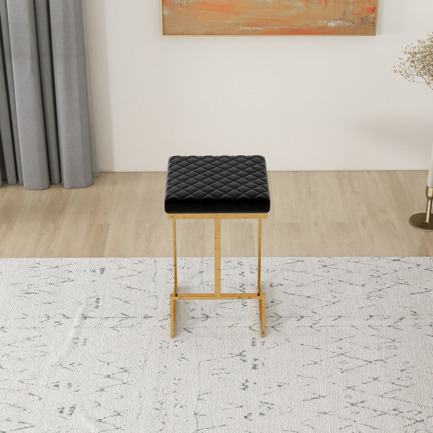 Joel - Upholstered Stool - Black / Gold