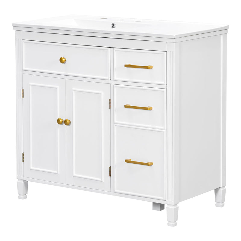 Bathroom Vanity With Sink Top, 3 Soft Closing Drawers