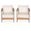 Outdoor Lounge Chair With Woven Backrest, Solid Wood Frame, Comfortable Cushions