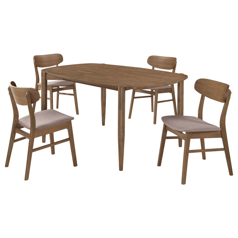 Whisten - Dining Set With Rounded Tabletop And Upholstered Chairs